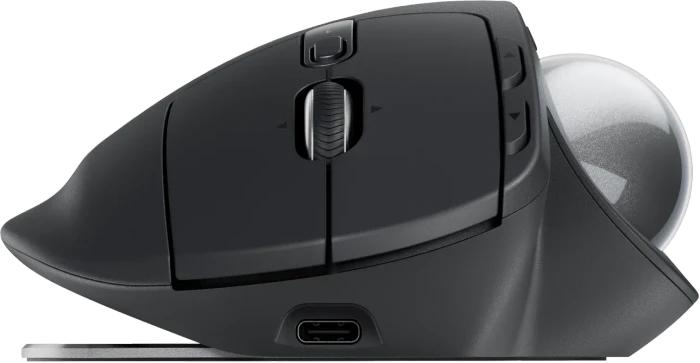 Logitech MX Ergo S – Souris Trackball Sans Fil Ergonomique, Bluetooth & 2.4GHz, Graphite