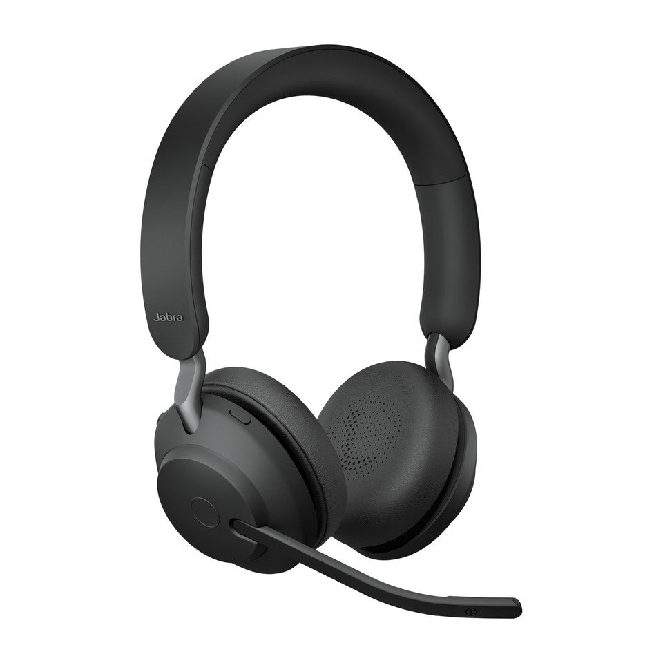 Jabra Evolve 65 SE MS Stereo – Casque Sans Fil Bluetooth, Certifié Microsoft Teams, avec Adaptateur Link 380a USB-A, Noir