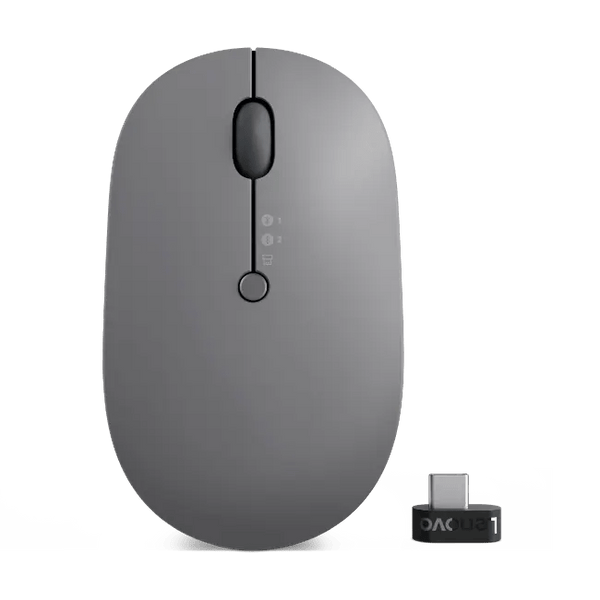 Souris Professionnelle Lenovo Go Multi-Device – Rechargeable (USB-C), Bluetooth 5.0 & Sans Fil 2.4GHz, Gris
